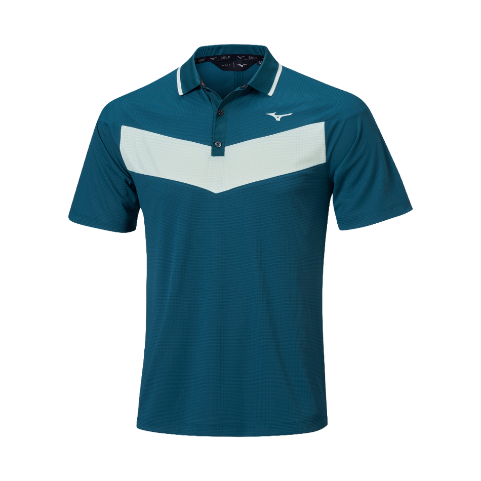 Mizuno Block Interlock Short Sleeve Polo Shirt Sailor Blue